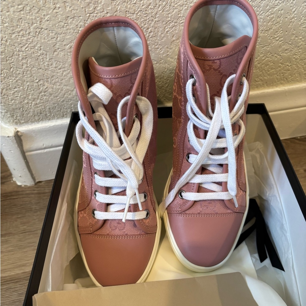 Pink Gucci High-Top Sneakers